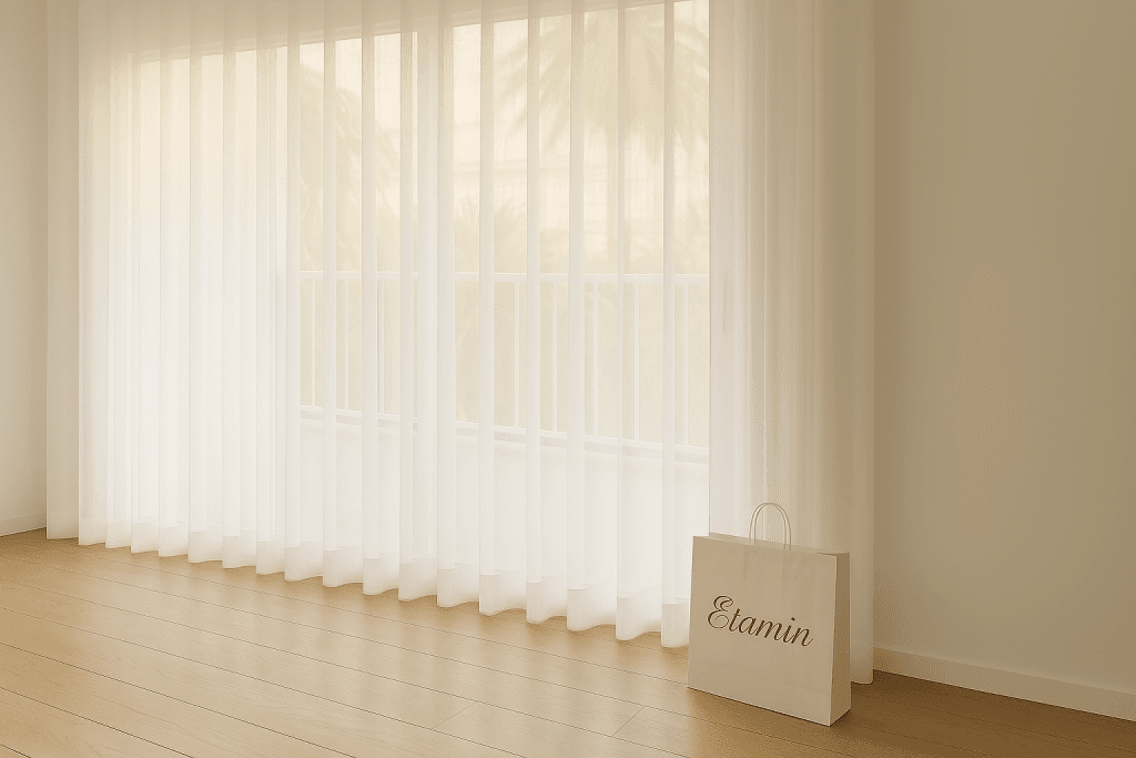 Cortinas en Valencia de visillo lino/poliester blanco